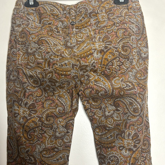 Prana | Retro Corduroy Orange & Brown Patterned Skinny Pants | Fitted Low Rise - Picture 9 of 10